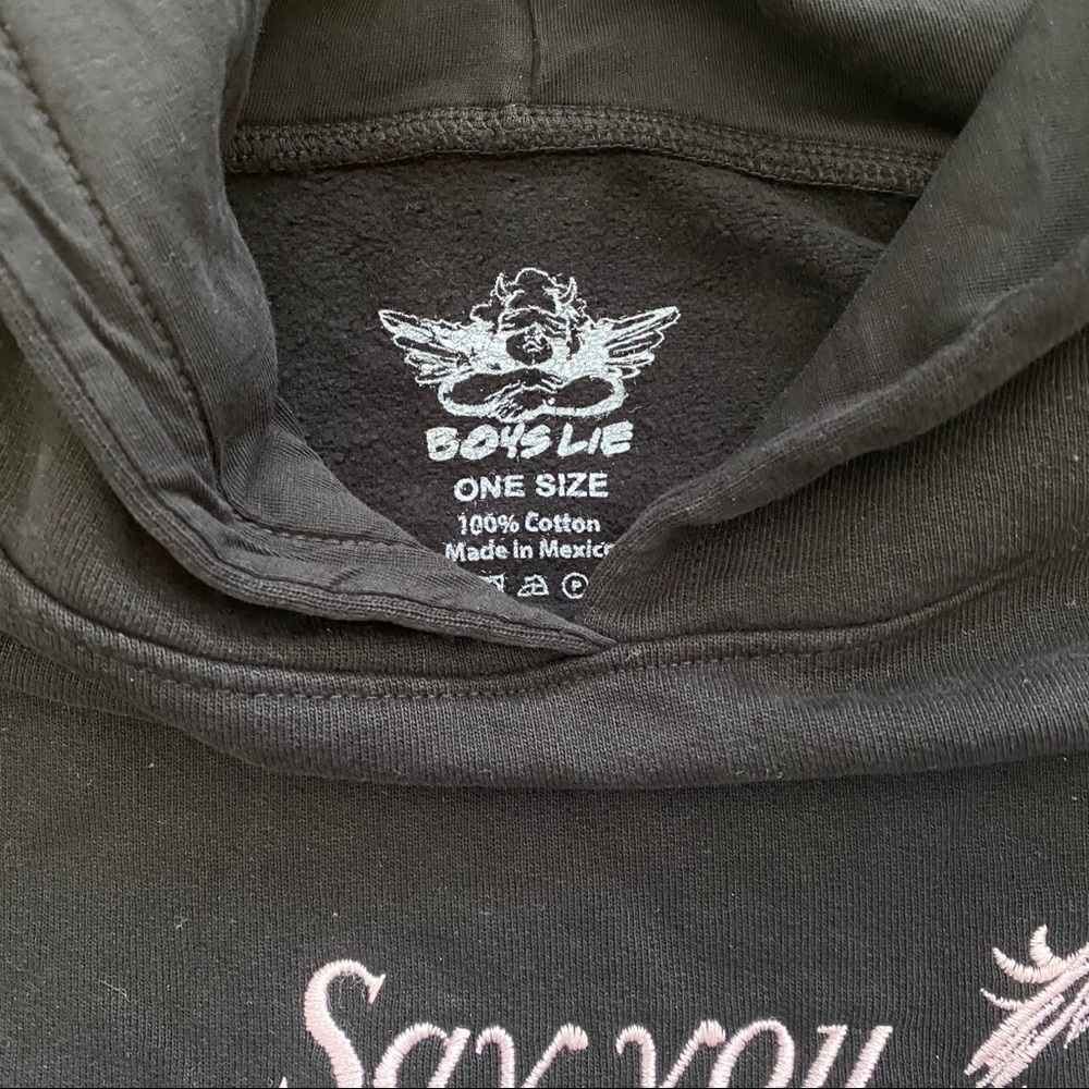 BOYS LIE SAY YOU WANT ME TWOFER BLACK HOODIE OSFA - Picture 7 of 11